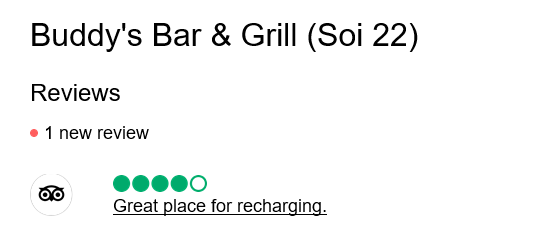 5-Star review of Buddy’s Bar & Grill Bangkok Soi 22 March 2024