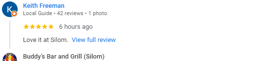 Another 5-Star review of Buddy’s Bar & Grill Silom Bangkok April 2024