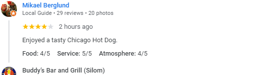 4-Star review of Buddy’s Bar & Grill Silom Bangkok April 2024