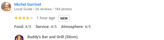 Another 4-Star review of Buddy’s Bar & Grill Silom Bangkok August 2024
