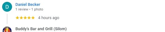 Another 5-Star review of Buddy’s Bar & Grill Silom Bangkok September 2024