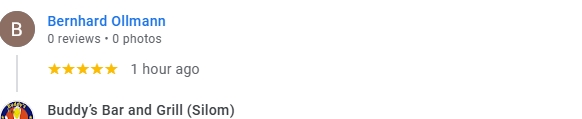 Another 5-Star review of Buddy’s Bar & Grill Silom Bangkok March 2025