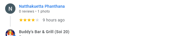 Another 4-Star review of Buddy’s Bar & Grill Soi 20 Bangkok March 2025