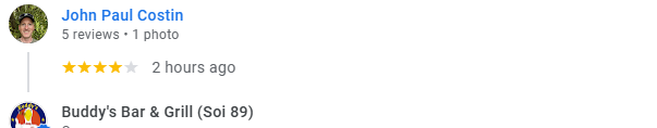 4-Star review of Buddy’s Bar & Grill Bangkok Soi 89 March 2024