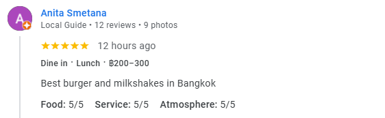 Another 5-Star review of Buddy’s Bar & Grill Silom Bangkok March 2025