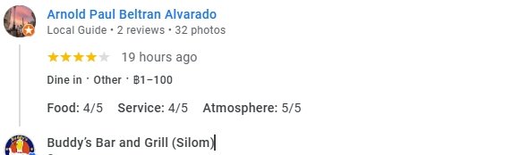Another 4-Star review of Buddy’s Bar & Grill Silom Bangkok April 2025