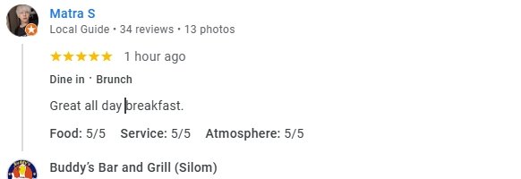Another 5-Star review of Buddy’s Bar & Grill Soi 89 Bangkok April 2025