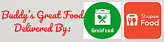 Buddy's Bar & Grill Bangkok. Great food from our Menu delivered by Grab or Shopee