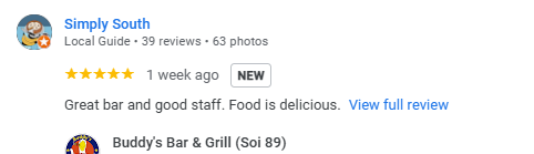 4-Star review of Buddy’s Bar & Grill Bangkok Soi 89 March 2024