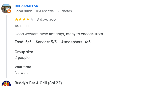 A 5-Star review of Buddy’s Bar & Grill Sukhumvit Soi 22 Bangkok November 2025