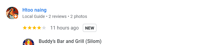 Another 5-star Google Business review for Buddy's Silom December 2025