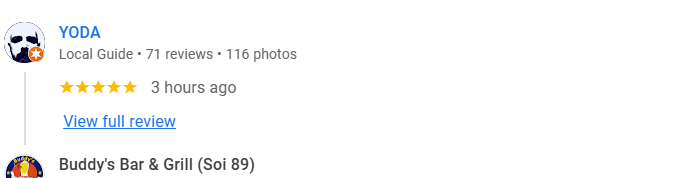 4-Star review of Buddy’s Bar & Grill Bangkok Soi 89 March 2024