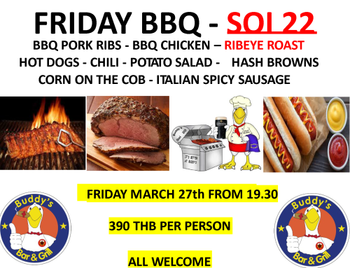 March End-of-Month BBQ – Buddy’s Soi 22