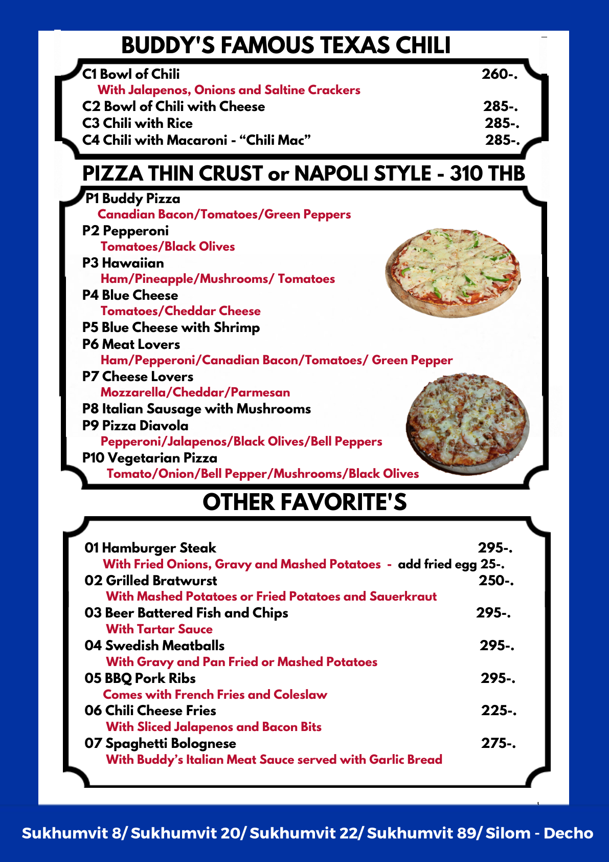 Buddy's Bar & Grill Bangkok. Mexican, soups, sandwiches