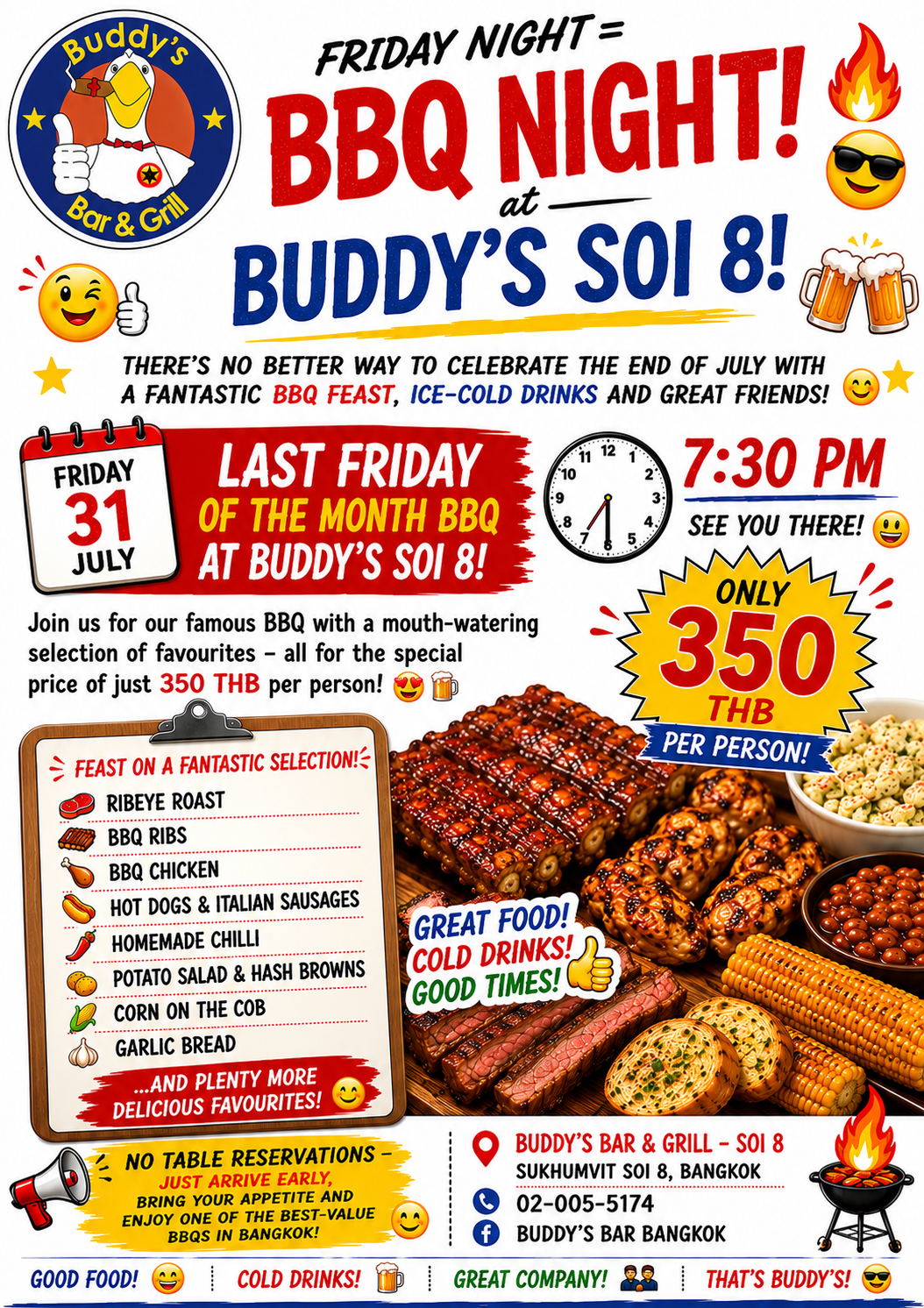 🔥 **Friday Night = BBQ Night at Buddy's Soi 8!** 🔥